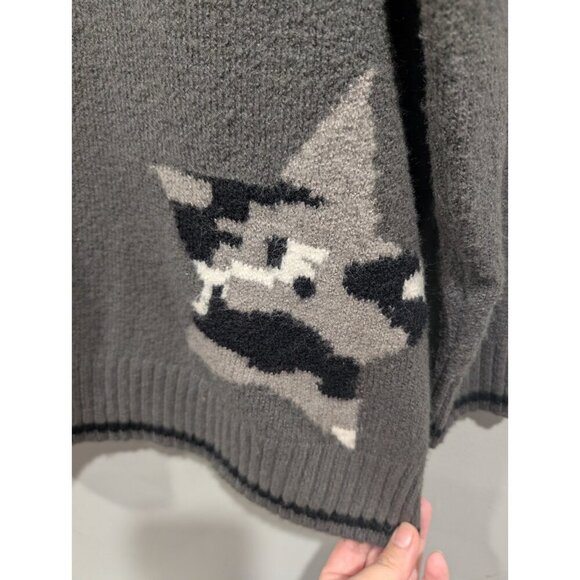 Torrid Womens Size 0/L/12 Grey Crew Neck Sweater Camo Star Long Sleeve Warm - Picture 5 of 16
